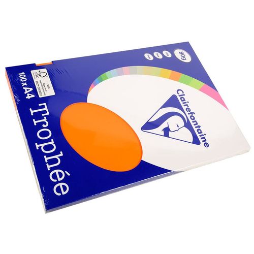 Clairefontaine Lot de 10 Ramettes 100 Feuilles Papier 80g A4 210x297 mm Certifié FSC  orange vif