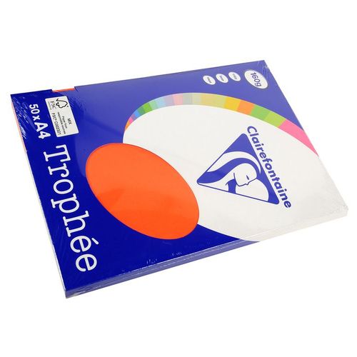 Clairefontaine Lot de 10 Ramettes 50 Feuilles Papier 160g A4 210x297 mm Certifié FSC  Rouge cardinal