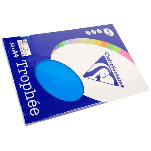 Clairefontaine Lot de 10 Ramettes 50 Feuilles Papier 160g A4 210x297 mm Certifié FSC  Bleu turquoise