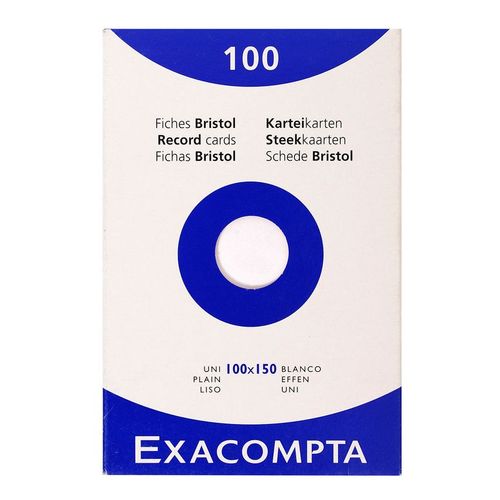 Exacompta Lot De 5 Étuis De 100 Fiches Bristol Blanc 100/150