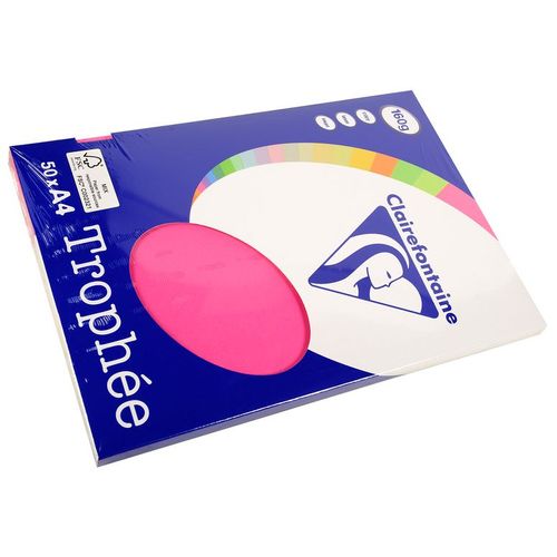 Clairefontaine Lot de 10 Ramettes 50 Feuilles Papier 160g A4 210x297 mm Certifié FSC  Rose fuchsia