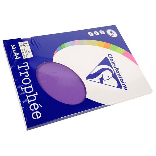 Clairefontaine Lot de 10 Ramettes 50 Feuilles Papier 160g A4 210x297 mm Certifié FSC  violine