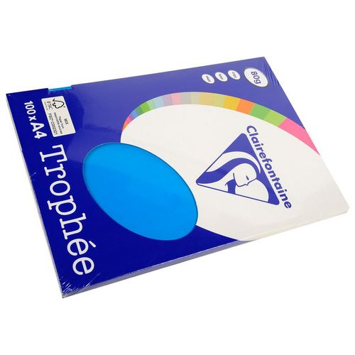 Clairefontaine Lot de 10 Ramettes 100 Feuilles Papier 80g A4 210x297 mm Certifié FSC  Bleu turquoise