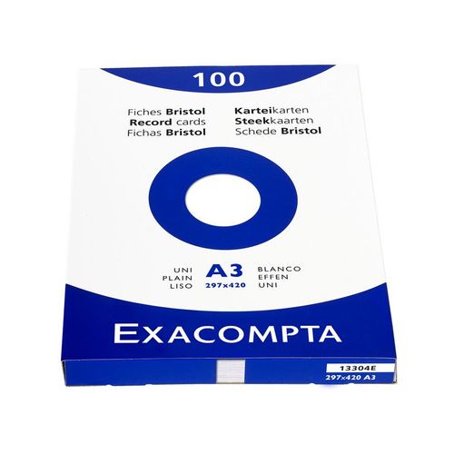 Exacompta 13304e Etui 100 Fiches Bristol Blanc 297/420