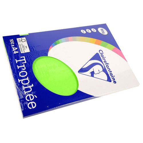 Clairefontaine Lot de 10 Ramettes 100 Feuilles Papier 80g A4 210x297 mm Certifié FSC  fluo vert