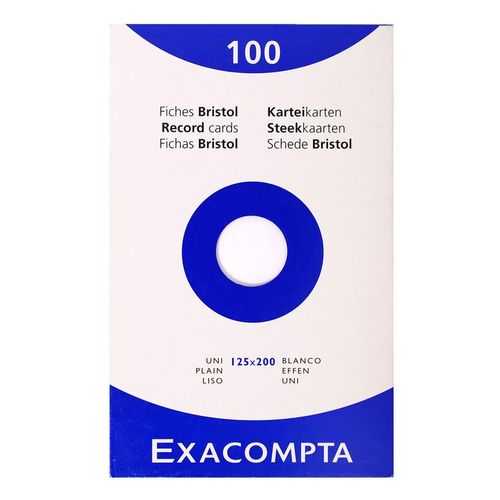 Exacompta Étui De 100 Fiches Bristol Blanc 125/200