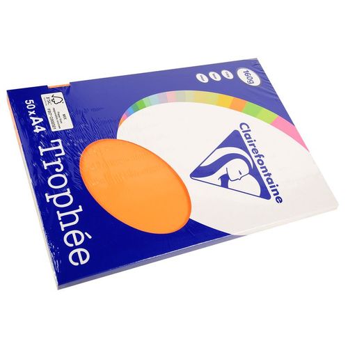 Clairefontaine Lot de 10 Ramettes 50 Feuilles Papier 160g A4 210x297 mm Certifié FSC  clémentine