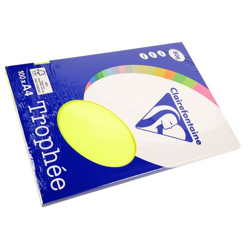 Clairefontaine Lot de 10 Ramettes 100 Feuilles Papier 80g A4 210x297 mm Certifié FSC  fluo jaune
