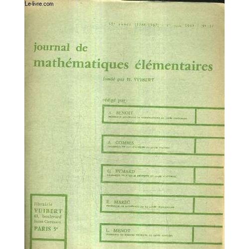 Journal De Mathematiques Elementaires 91e Annee 1966-1967 1er Juin 1967 N°17.