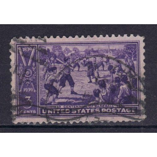 Etats-Unis D'amerique 1939 : Centenaire Du Base-Ball : Phase De Jeu - Timbre 3 C. Violet Oblitéré