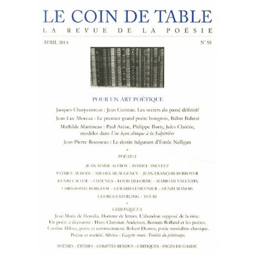 Le Coin De Table N° 58, Avril 2014 - Pour Un Art Poétique