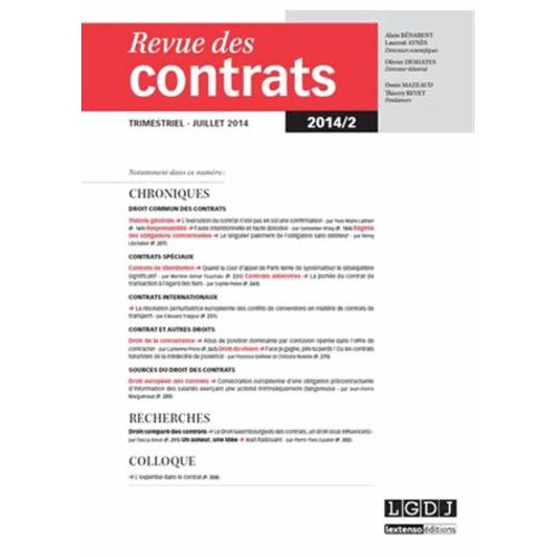 Revue Des Contrats N° 2, Juillet 2014
