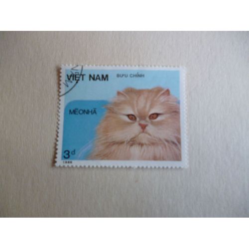 Timbre "Vietnam 1986 Chat Beige".