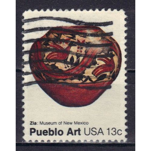 Etats-Unis D'amerique 1977 : Art Des Indiens Pueblo : Poterie : Zia - Timbre 13 C. Oblitéré