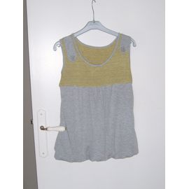 Débardeur "" La Halle "", Gris Et Jaune, T2