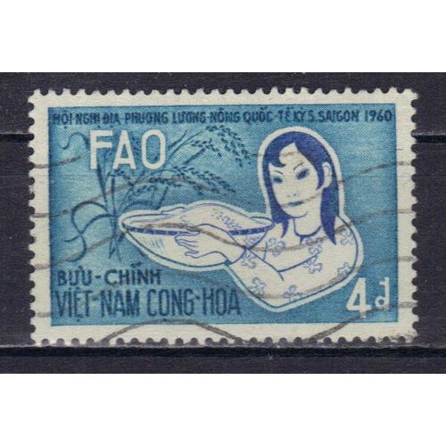 Vietnam Du Sud 1960 : Conférence De L'organisation Pour L'alimentation Et L'agriculture Des Nations-Unies À Saïgon - Timbre Oblitéré