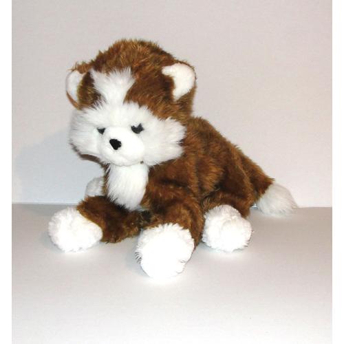 Chat Nounours Vintage Grande Peluche Ancienne Chat Marron Blanc