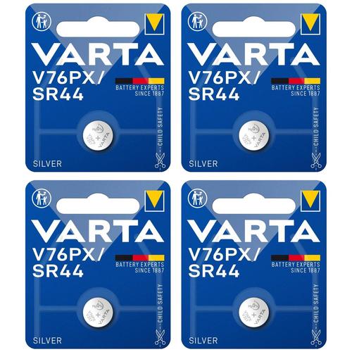 VARTA Lot de 4 Piles Bouton Oxyde d' Argent "Electronics" V76PX SR44 1,55 volt