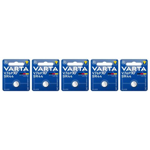 VARTA Lot de 5 Piles Bouton Oxyde d' Argent "Electronics" V76PX SR44 1,55 volt