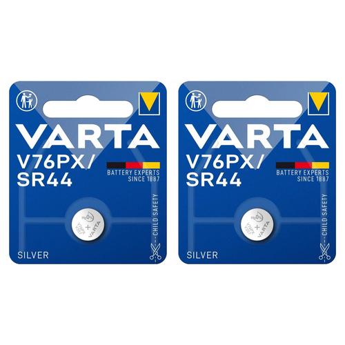 VARTA Lot de 2 Piles Bouton Oxyde d' Argent "Electronics" V76PX SR44 1,55 volt