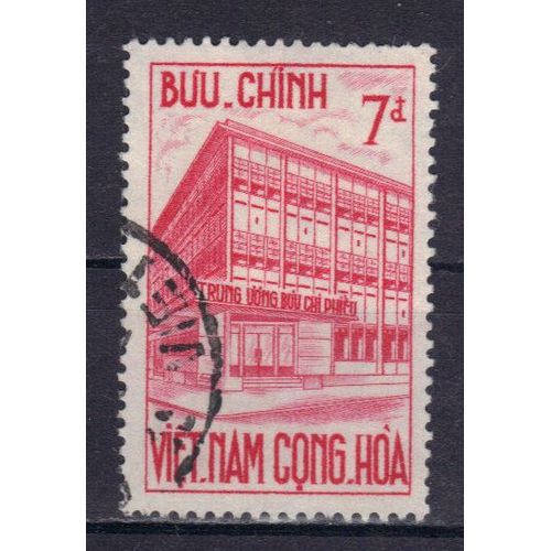Vietnam Du Sud 1962 : Inauguration De L'hôtel Des Chèques Postaux De Saïgon - Timbre Oblitéré