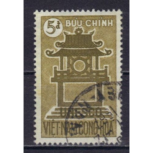 Vietnam Du Sud 1961 : 15è Anniversaire De L'u.N.E.S.C.O. - Timbre 5 Pi. Olive Oblitéré