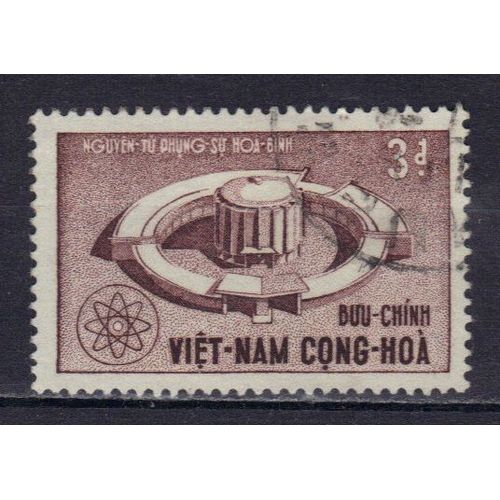 Vietnam Du Sud 1964 : Utilisation Pacifique De L'énergie Atomique - Timbre 3 D. Brun-Lilas Oblitéré