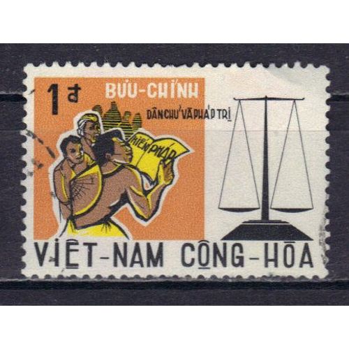 Vietnam Du Sud 1969 : Démocratie Constitutionnelle : Paysans - Timbre Oblitéré