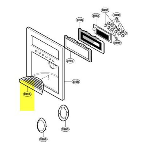 3806JA2046B. GRILLE SUPPORT PARTIE BAR LG