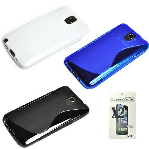 Etui Silicone Gel Housse Coque X 3 + Films De Protection D'écran X 2 Pour Samsung Galaxy Note Iii 3 N7200 N9000 N9005