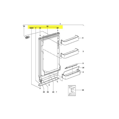 293683000. PORTE REFRIGERATEUR COMPLETE SERVICE ELECTROLUX