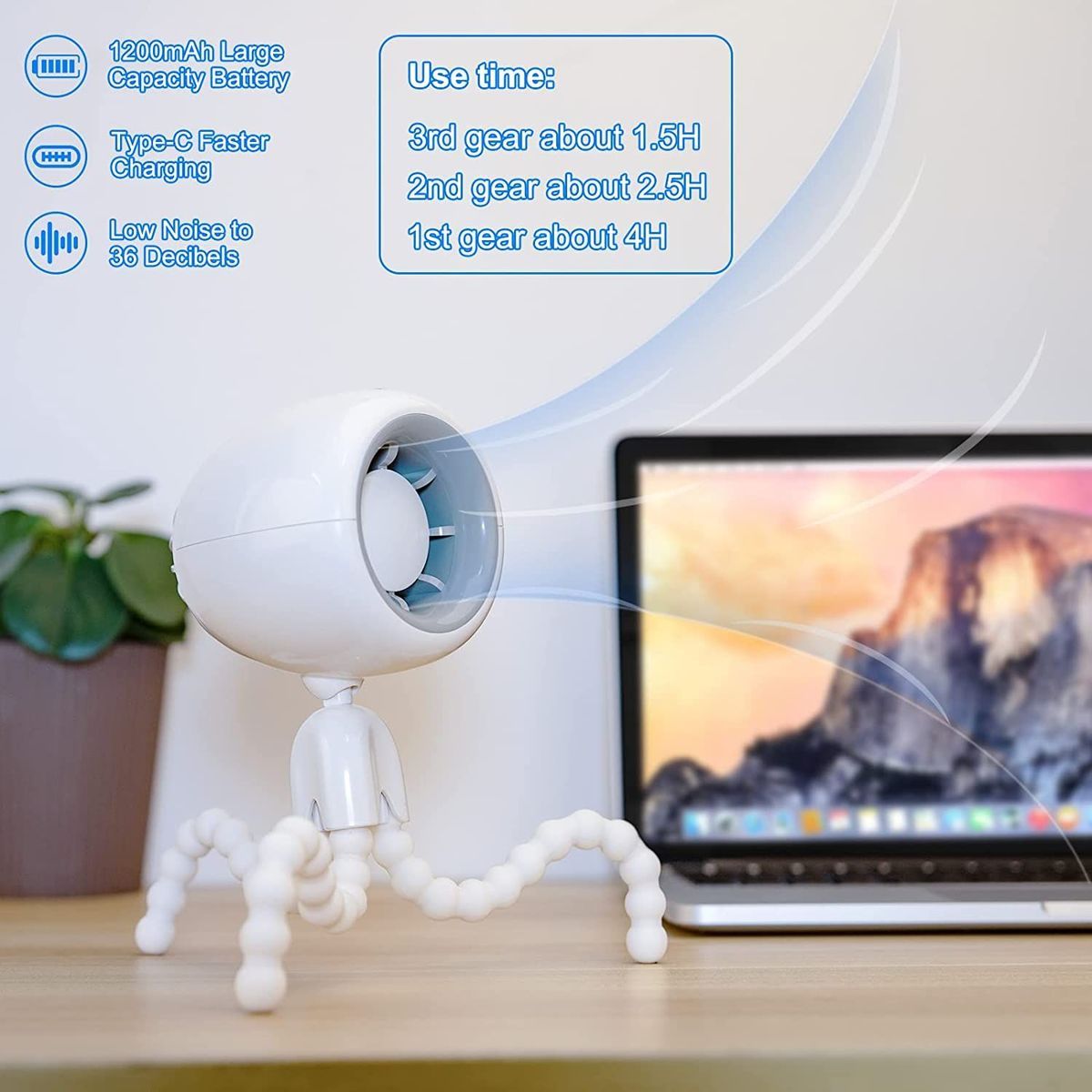 Mini ventilateur USB avec support flexible - 3