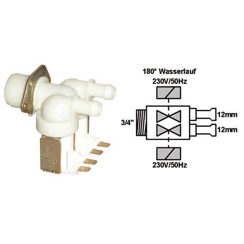 51X2168. ELECTROVANNE 2 VOIES 180° DIA12 BRANDT