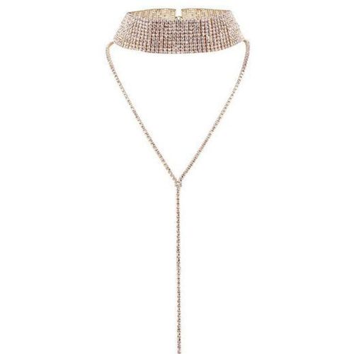 Collier Ras Du Cou À Longue Chaîne Avec Pompon En Strass Pour Femmes Et Filles