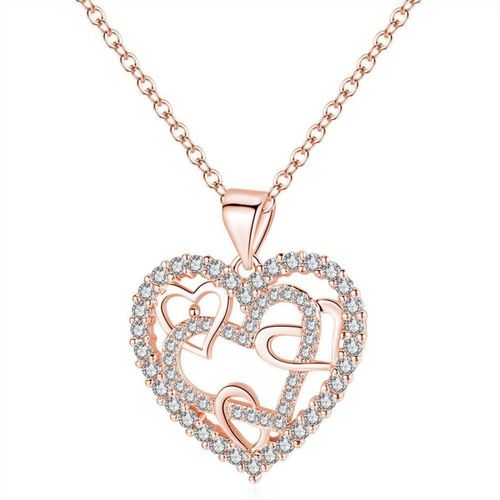 Collier Femme Chaîne Coeur Pendentif Coeur Avec Collier Femme Cristal