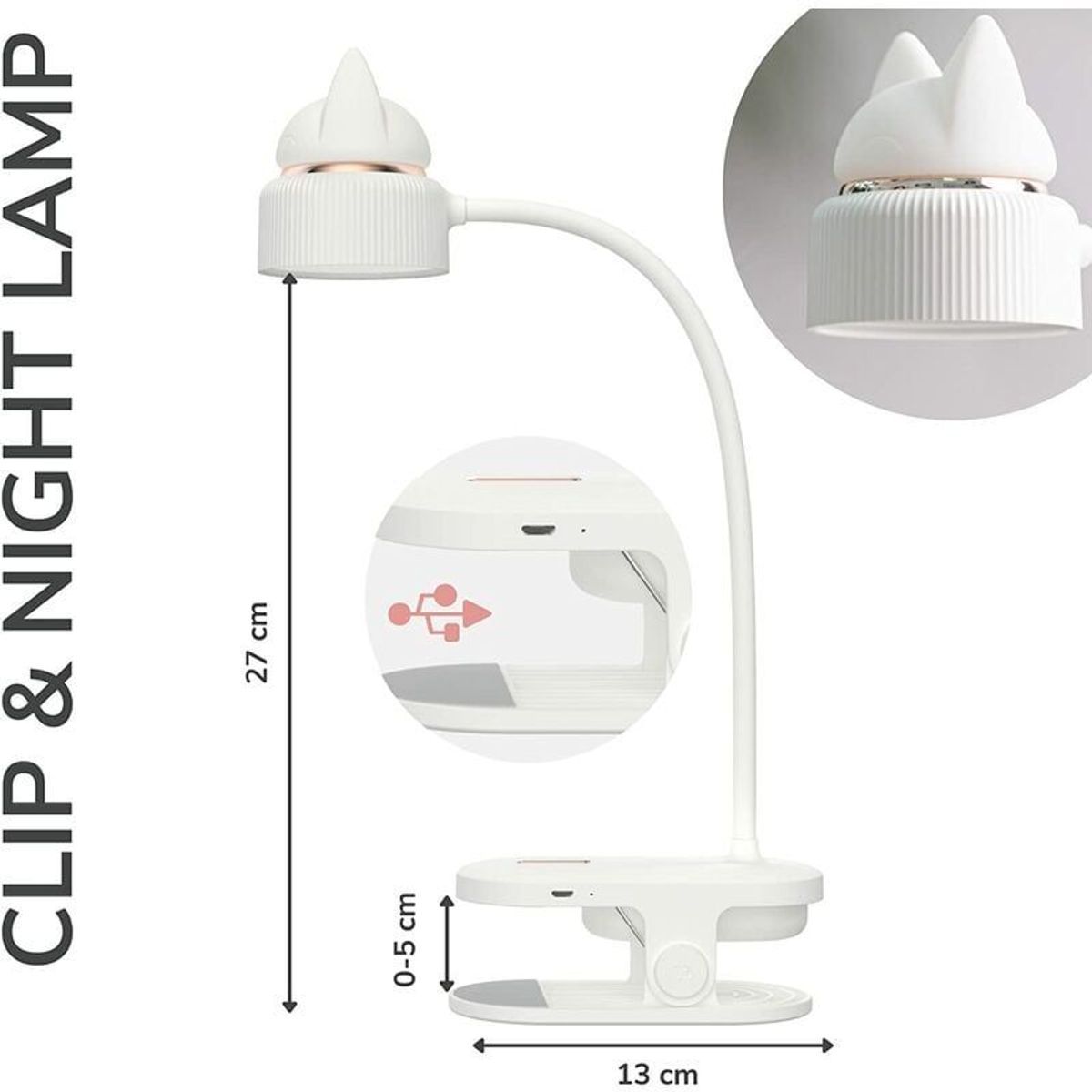 Lampe  Pince Flexible Avec Veilleuse Avec Piles Usb/Lampe D... - 2