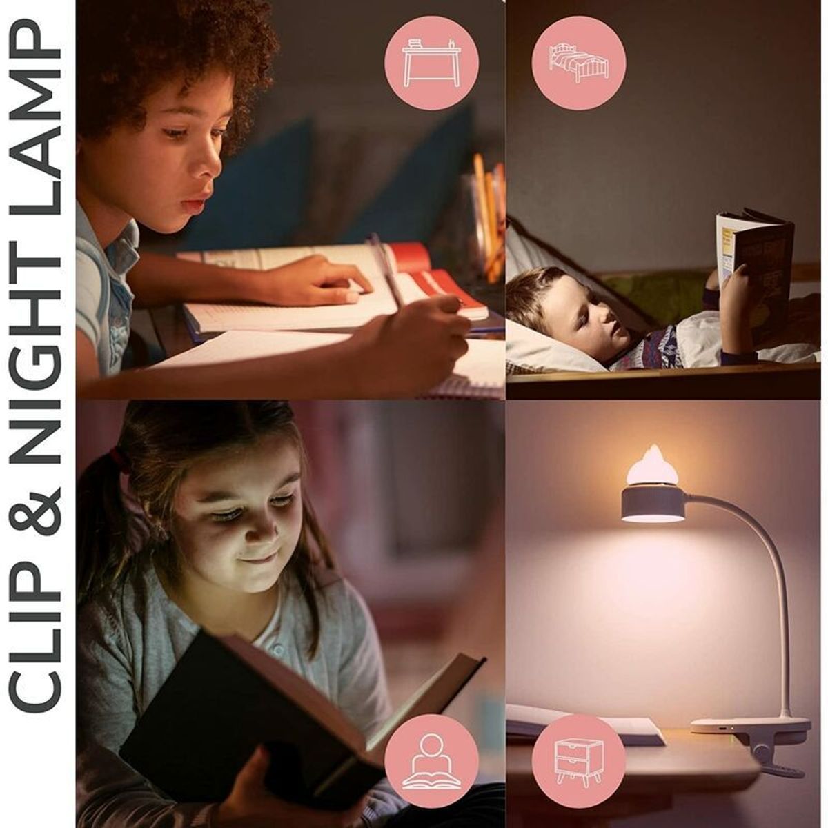 Lampe  Pince Flexible Avec Veilleuse Avec Piles Usb/Lampe D... - 5