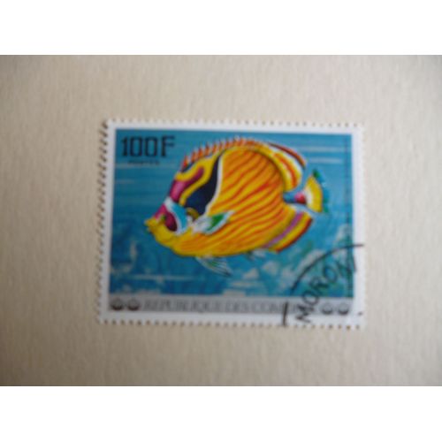 Timbre "Comores : Chaetodon Lunula : Archipel Des Comores".