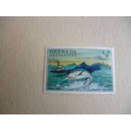 Timbre "Grenadines :A Hooked Sailfish :Espadon Voilier".