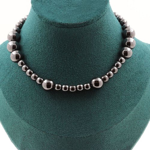 Collier Perles Hématite 6 Mm + Hématite 10 Mm. Chaine En Acier Collier Femmes, Hommes. Taille Personnalisable.