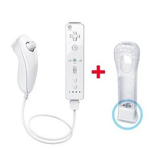 Manette Contrôleur Wiimote+Nunchuk+Motion Plus Pour Nintendo Wii + Etui Silicone