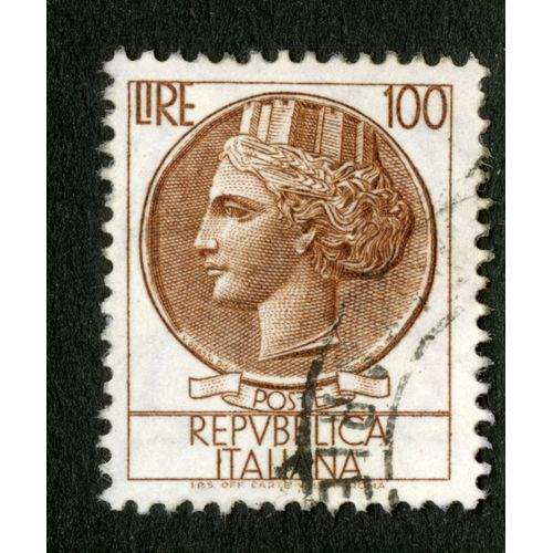 Timbre Oblitéré Poste Repubblica Italiana, Lire 100