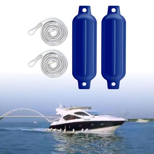 2x Ailes De Bateau 9.5mm X 2m Cordes Pare-Chocs De Bateau Pour Yachts Corde Bleue G1 Blanche