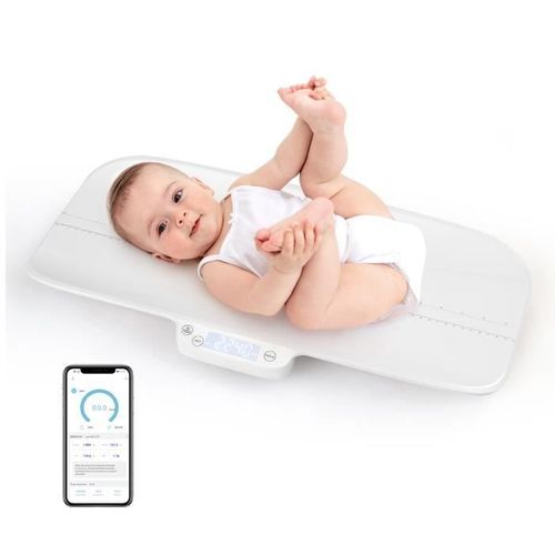 Costway Pèse Bébé Numérique Max 30kg Taille 60cm Contrôle App 4 Unités De Mesure Fonction Tare-Maintien Ecran Led Arrêt Automatique