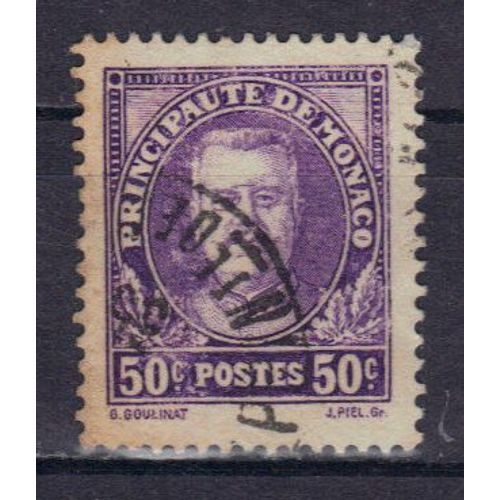 Monaco 1933 : 10è Anniversaire De L'avènement Du Prince (1932) : Prince Louis 2 - Timbre 50 C. Violet Oblitéré