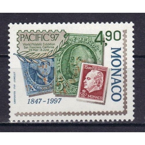 Monaco 1997 : "Pacific 97" : Exposition Philatélique Internationale : Logo, Effigies De Benjamin Franklin Et George Washington - Timbre 4,90 F. Neuf **