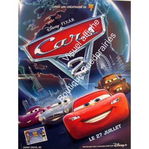 Cars 2 / Disney - Pixar - Véritable Affiche De Cinéma Pliée - Format 40x60 Cm - De Brad Lewis Et John Lasseter Avec Les Voix De Avec Owen Wilson, Larry The Cable Guy, Michael Caine - 2011