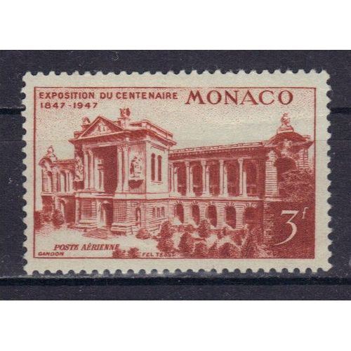 Monaco 1947 Poste Aerienne : Musée Océanographique De Monaco - Timbre 3 F. Rouge-Brun Neuf **