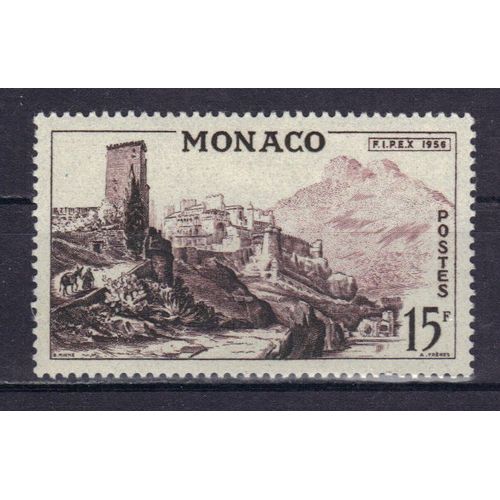 Monaco 1956 : Palais De Monaco À La Fin Du 18è Siècle - Timbre 15 F. Lilas Et Brun-Lilas Neuf *