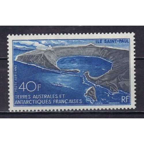 Terres Australes Et Antarctiques Francaises 1969 (Taaf) Poste Aerienne : Ile Saint-Paul - Timbre 40 F. Gris Et Bleu Neuf ** Cote 61 